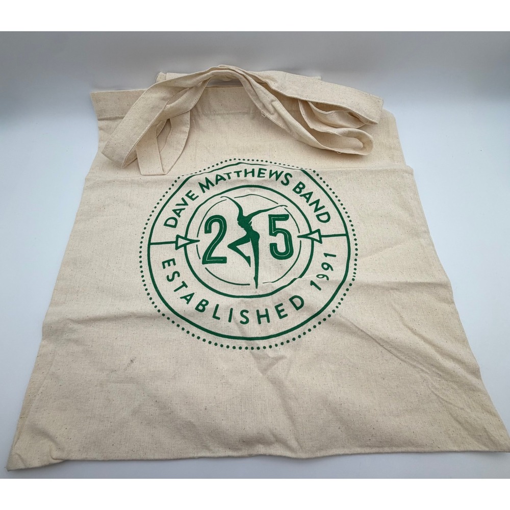 Dave Matthews Band 25th Anniversary Canvas Tote Bag DMB Established 1991 Cream